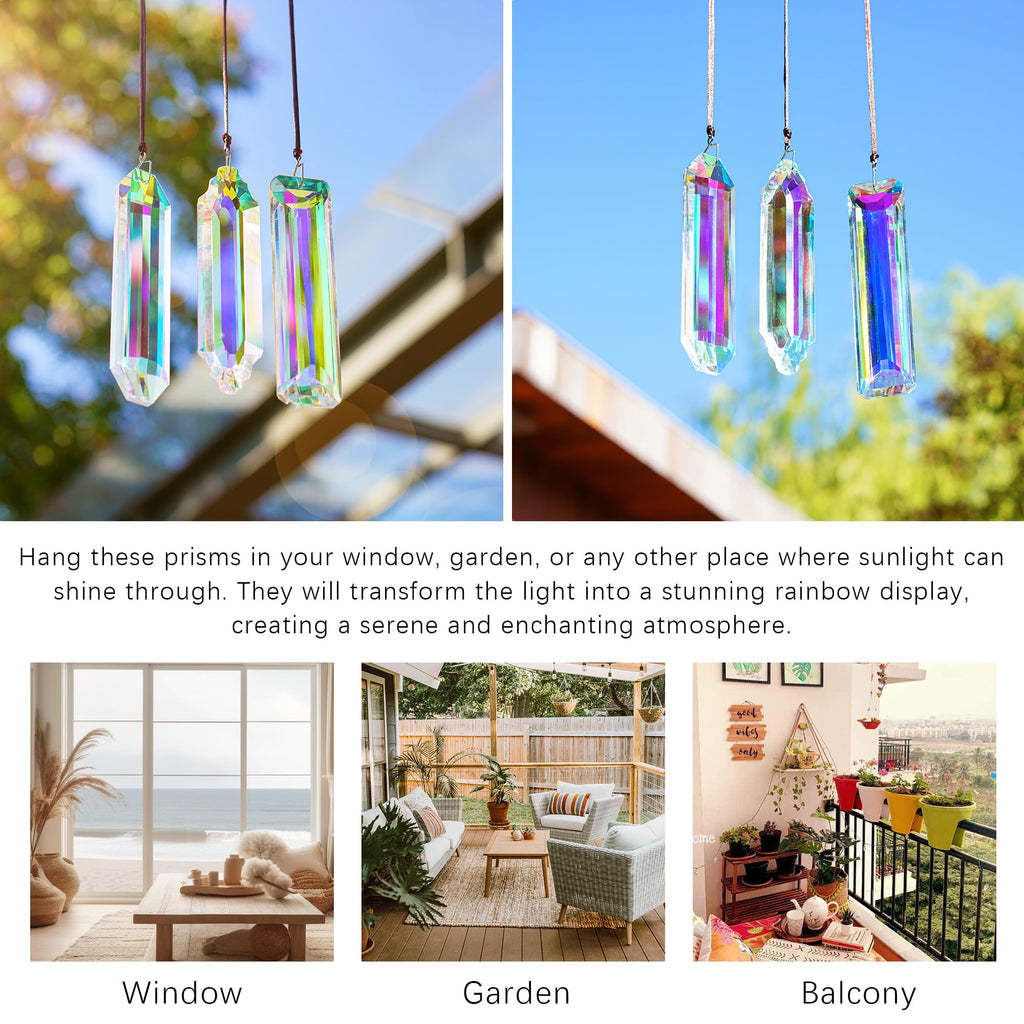 3 Pack Crystal Suncatcher Prism, Window Hanging