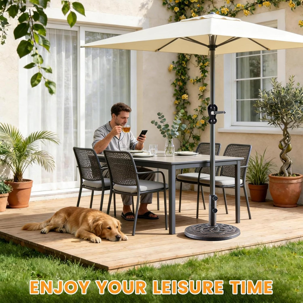 Patio Umbrella Base, Heavy-Duty Resin Outdoor Umbrella Stand, Weather-Resistant Powder Coated Umbrella Holder Pool