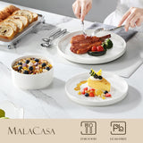 12 Pieces Porcelain Dinnerware Set, Modern White Dish Set for 4, Premium Serving Plates and Bowls Sets