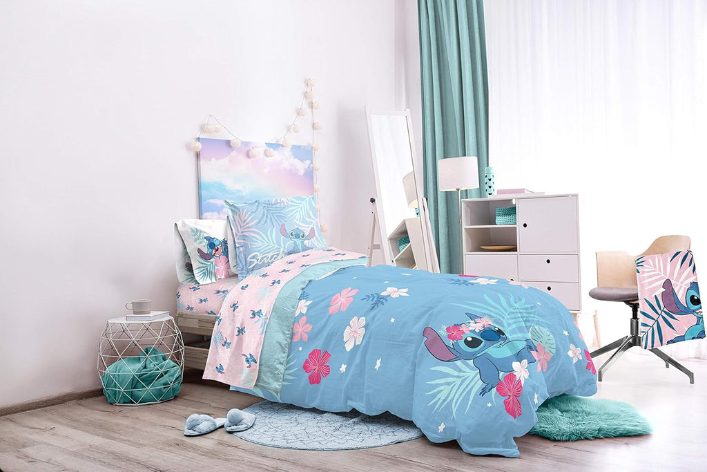 Lilo & Stitch Comforter Set - 5 Piece Kids Bed in a Bag Reversible Comforter & Sheet Set, Girls Bedding
