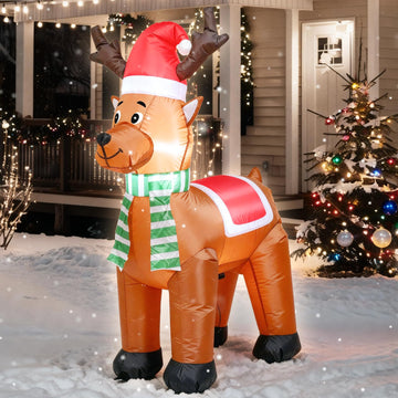 4FT Inflatable Christmas Blow up Xmas Hat Reindeer Indoor Decoration