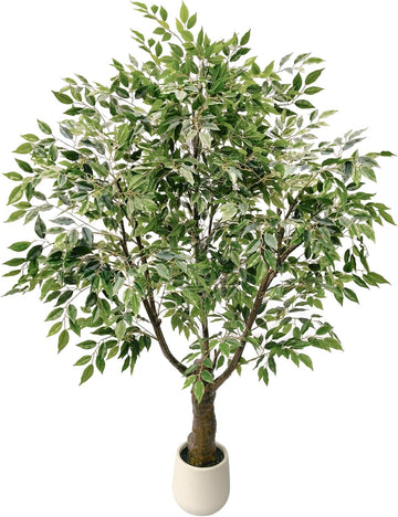 Ficus Tree Artificial 6FT Fake House Plants with White Pot