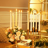 Set of 4 Gold Candelabra Candle Holders - 5 Arm 11.6" Tall Wedding Candlestick Holder, Metal Candle Stands, Gold