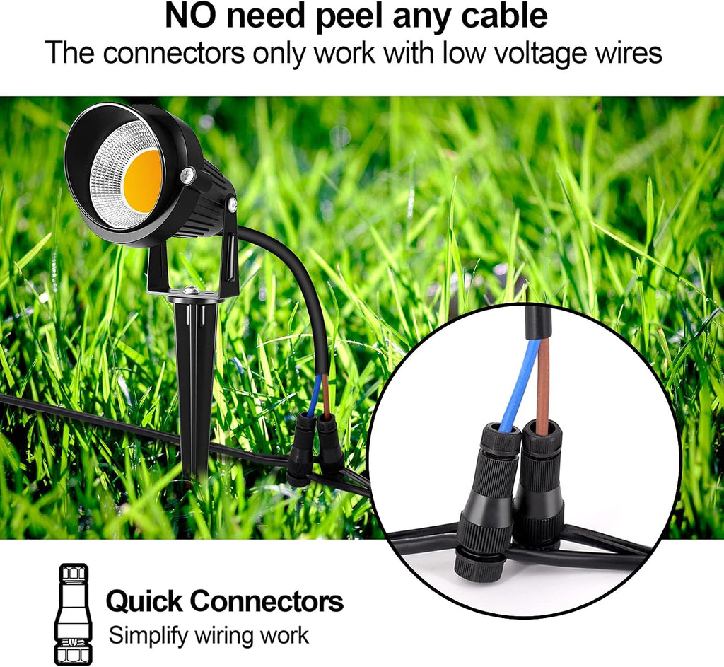 10W Low Voltage Landscape Lights LED Landscape Lighting with Connectors, 12V Outdoor Spotlights Yard Garden Pathway