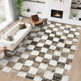 Checkered Area Rugs, Black and White Washable Large Area Rug Soft Non Slip Kids Rug Neutral Modern Geometric Carpet for Living Room Bedroom Nursery Dining Room Dorm Home Office