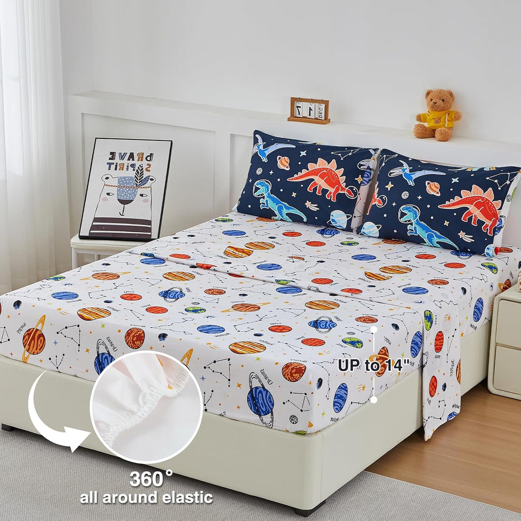 5pc Glow in The Dark Dinosaur Kids Queen Comforter Sets