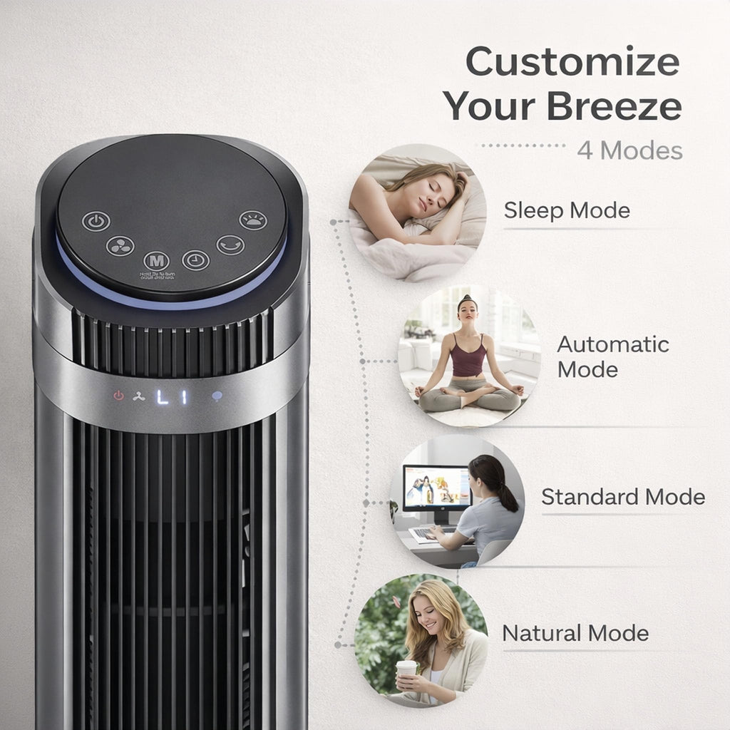 Tower Fan , Oscillating Bladeless Fan with Remote, 5 Speeds 4 Modes Quiet Fan 28dB, 22.3ft/s High Velocity,12H Timer