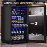 Beverage Fridge, 130 Can Mini Fridge With Glass Door, Beverage Cooler Refrigerat