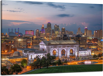 Kansas City Canvas Wall Art Missouri Cityscape Wall Decor Kansas City Skyline Picture Print Union Station Painting