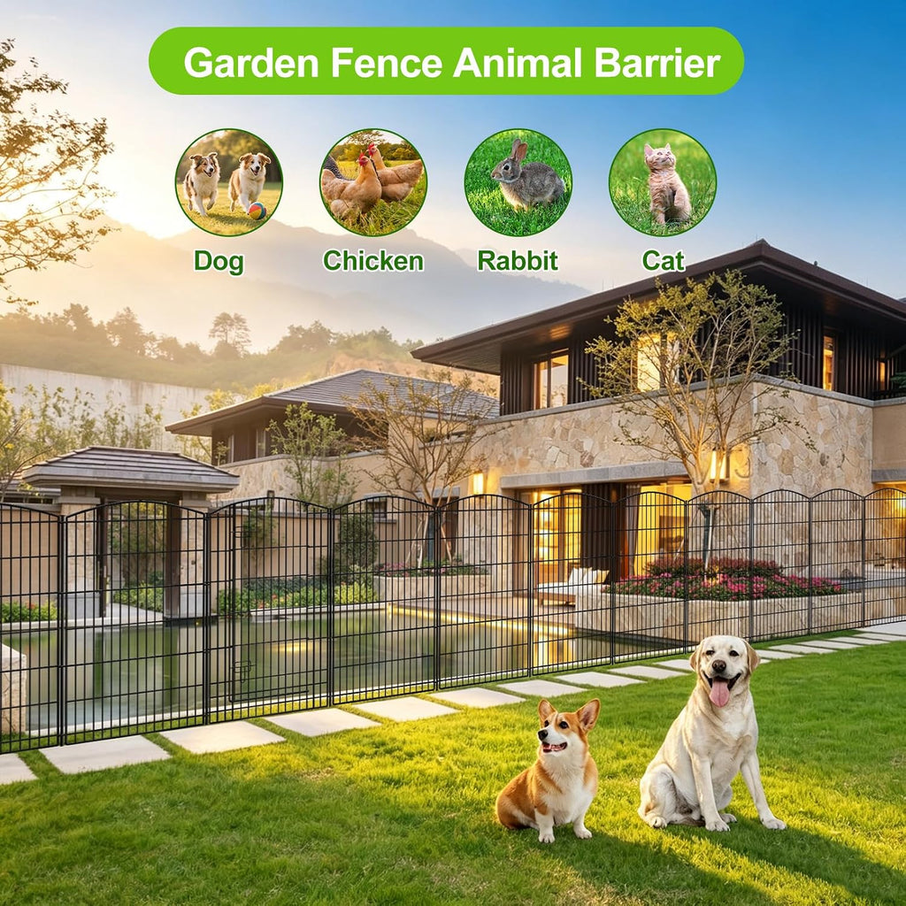Decorative Garden Fence 6 Panels 13ft (L)×42in (H) Animal Barrier Fences with 5 Panels + 1 Gate, No Dig Garden