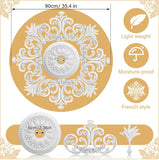 35.4'' Large PU Ceiling Medallion Combination Decorative 2.36'' ID French Style Chandelier Base Ceiling Medallion for