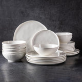 Ceramic Dinnerware Sets for 8,Porcelain Plates and Bowls Sets with Wavy Edge