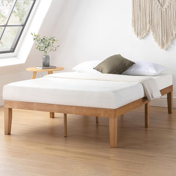 Naturalista Classic 16 Inch Solid Wood Platform Bed with Wooden Slats, Natural Pine, Full