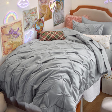 7-Piece King Comforter Set & Sheets, Grey King Bedding