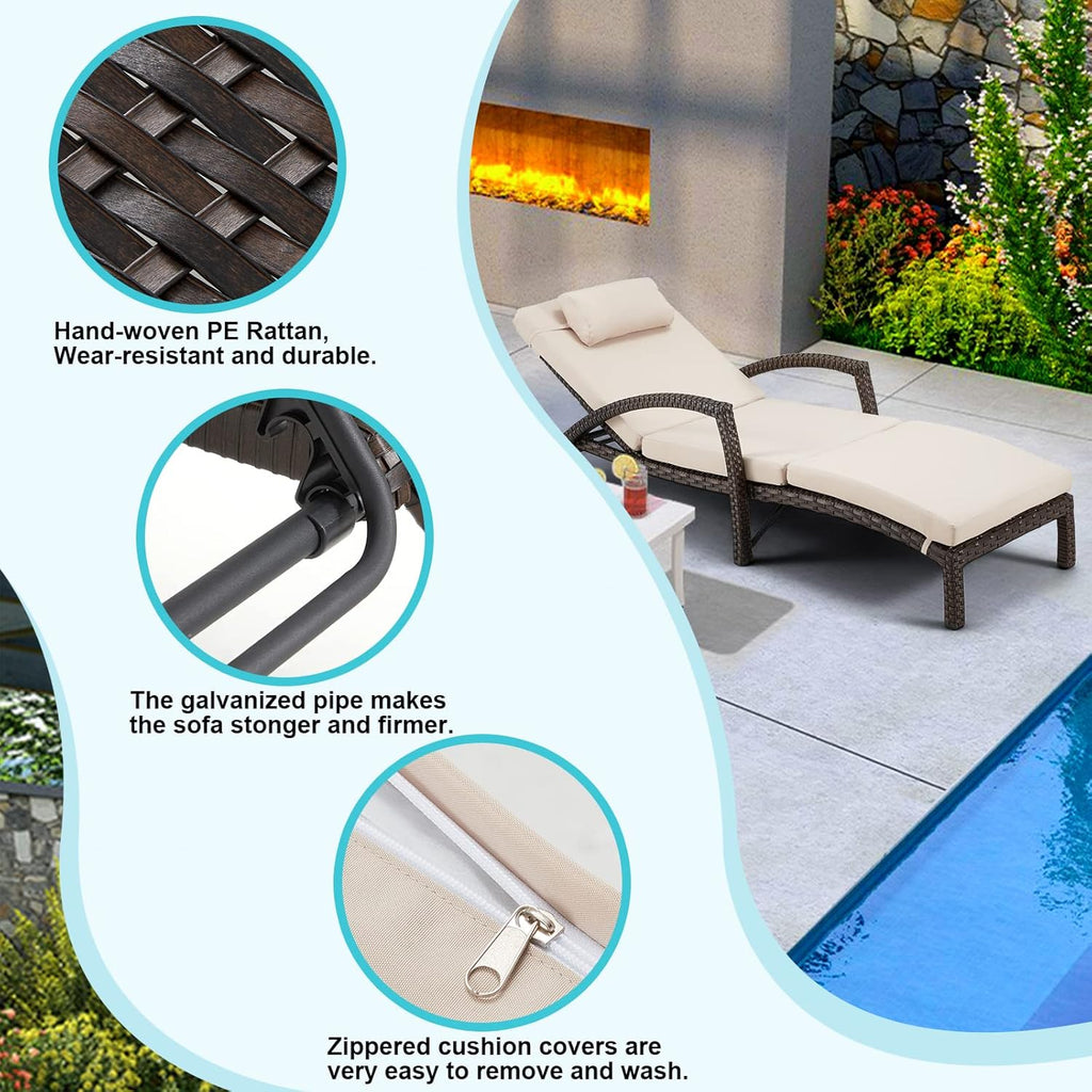 Chaise Lounge Chairs Set of 2 for Outside