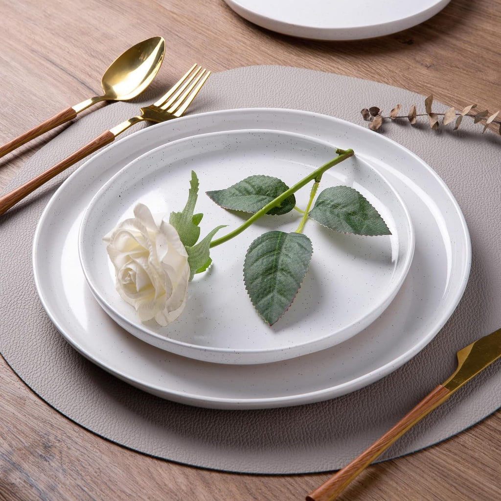 Ceramic Dinnerware Sets for 4, 12 Pieces Handpainted Plates and Bowls Set with Rustic Terracotta Underside