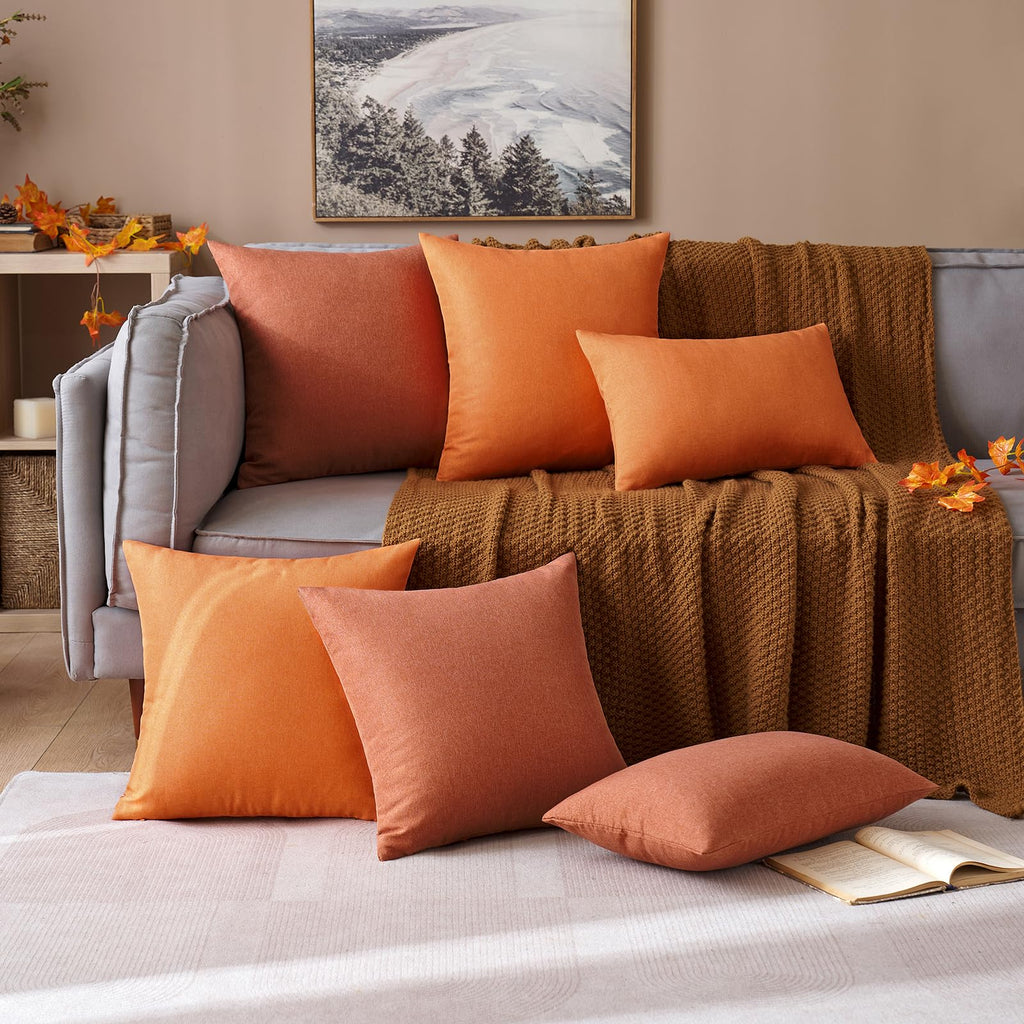 Decorative Outdoor Pillow Covers Fall 16x16 Rust