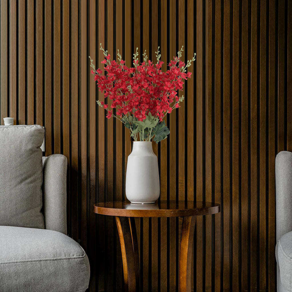 8PCS Long Stem Artificial Delphinium Flowers 33.5'' Larkspur Artificial Flower Red Silk Flowers for Tall Vase Home