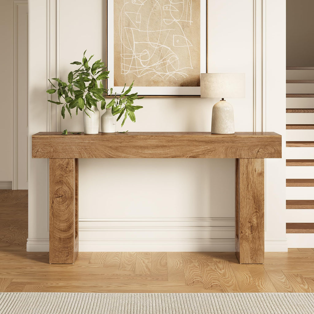 63 Inches Long Console Table, Sofa Table Behind Couch, Wooden Entry Table Foyer Hallway Tables, Farmhouse Console