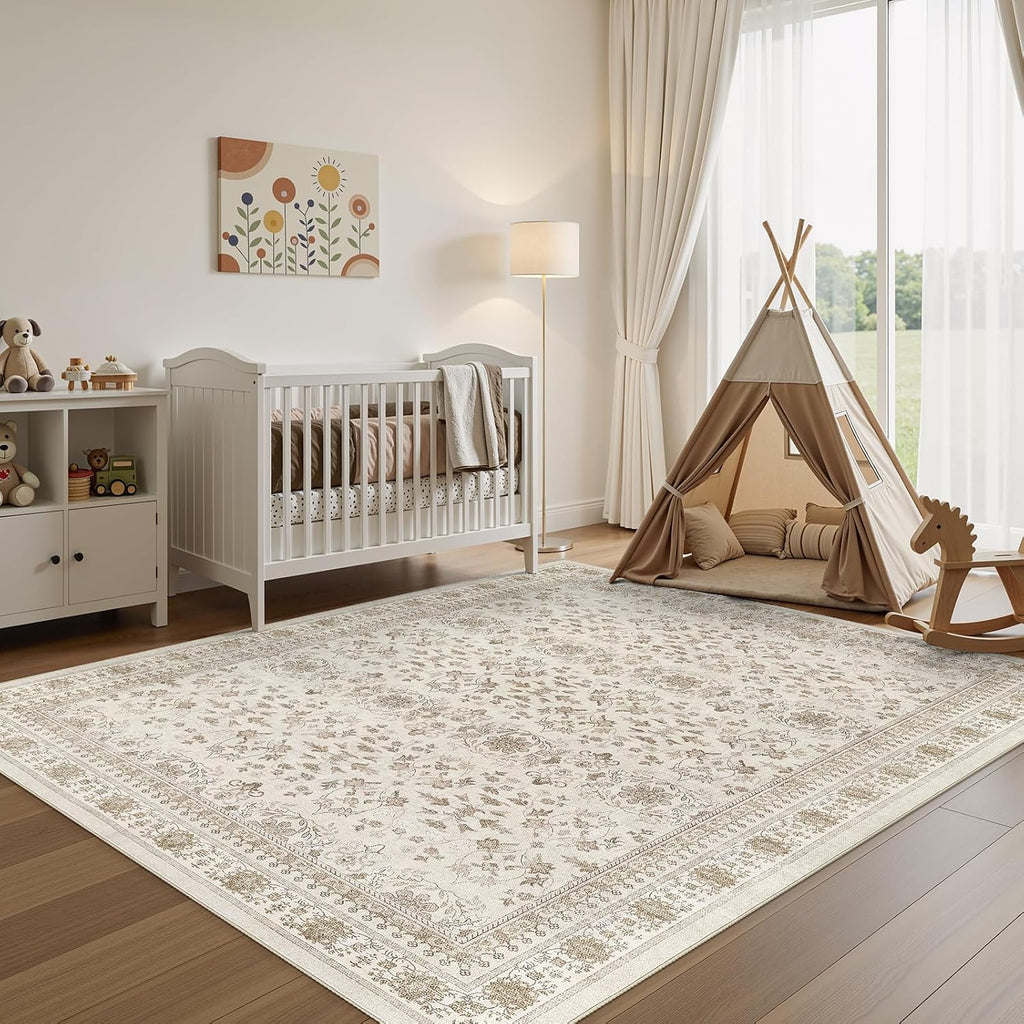 9x12 Area Rugs Washable Vintage Rug Beige/Brown