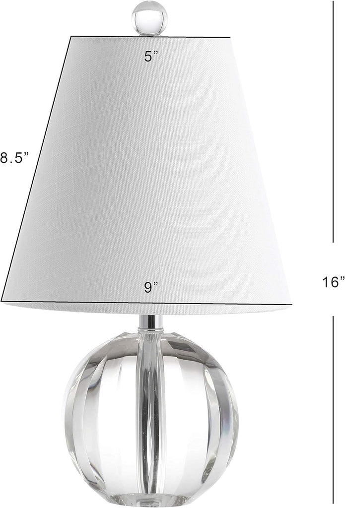 16" Clear Crystal Ball LED Table Lamp, White Modern Bedside Lamp, with White Linen Empire Shade
