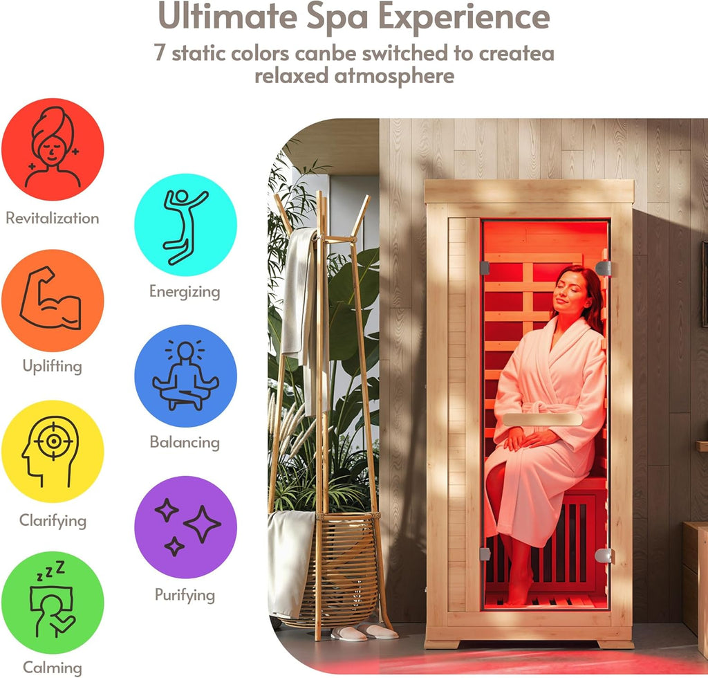 Infrared Wood Sauna 5.4Ft 1 Person