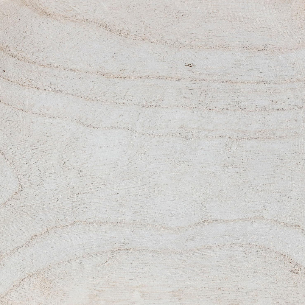 Hand-Carved Paulownia Wood Bowl with Whitewashed Finish