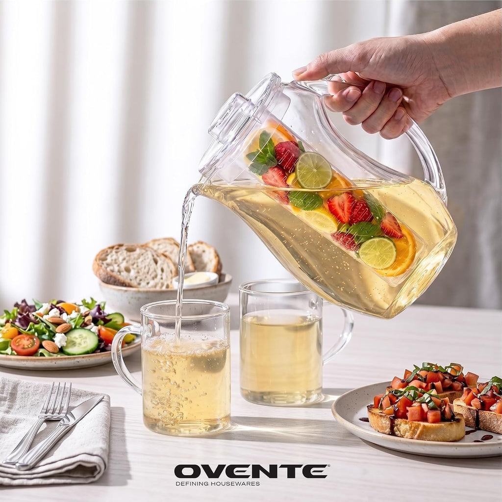 Fruit Infusion Water Pitcher 2.5L/85Oz with Removable Lid and Infuser Rod, BPA-Free, Shatterproof Acrylic Beverage