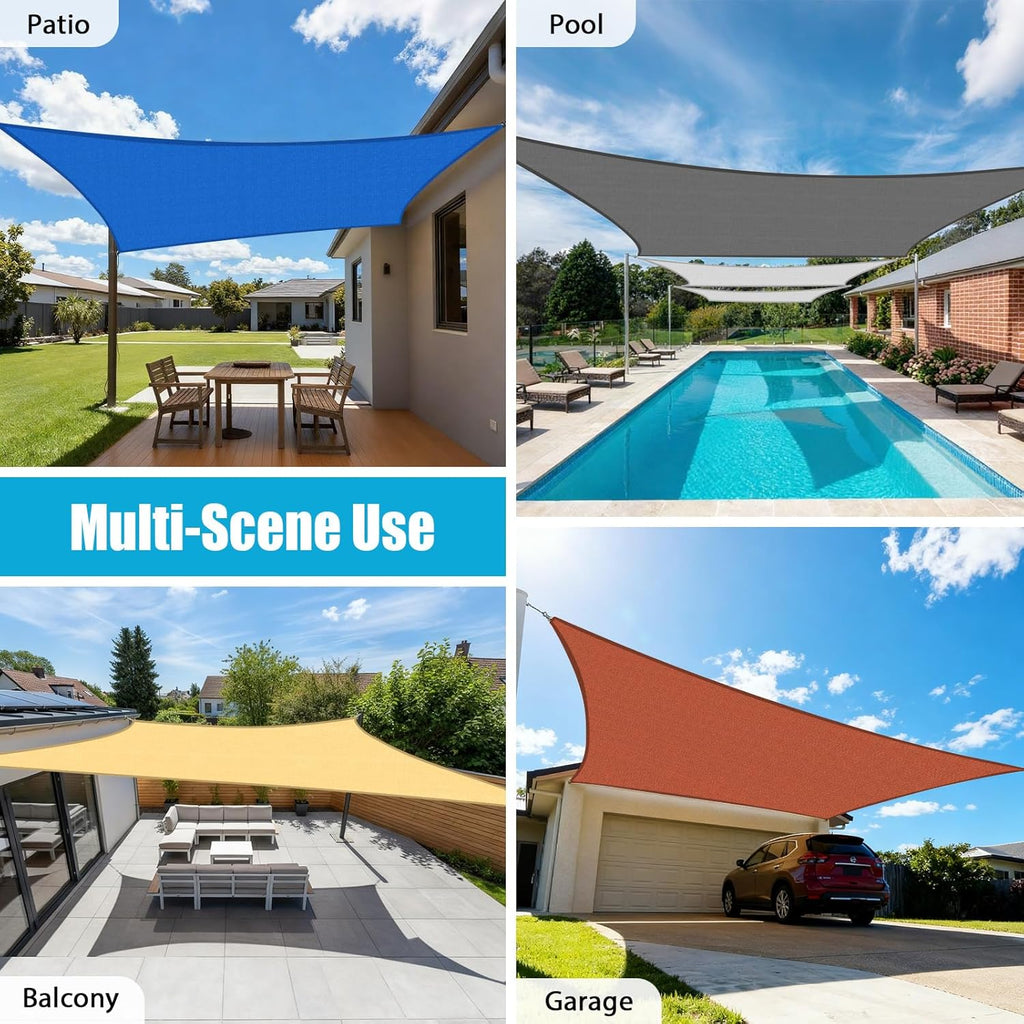 Shade Sail 12'X20' Rectangle Sand UV Block Breathable Sun Shade Canopy for Outdoor Patio Garden Deck Backyard