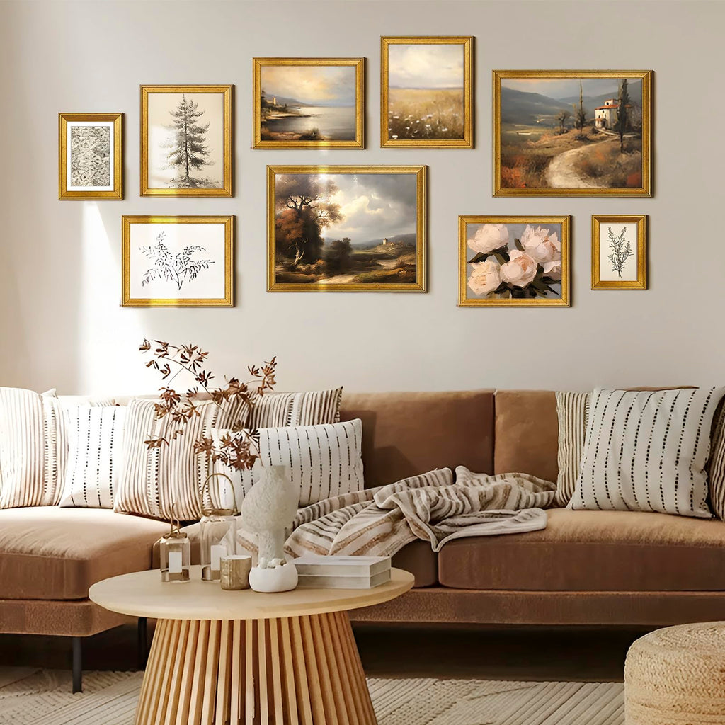11x14 Gold Picture Frames Set of 6, Rustic Gold Frames Set for Gallery