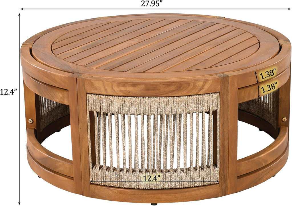 Nesbit 8-Seater Patio Furniture Set with Removable Cushion, 8 Piece Outdoor Acacia Wood Conversation Set, Wooden