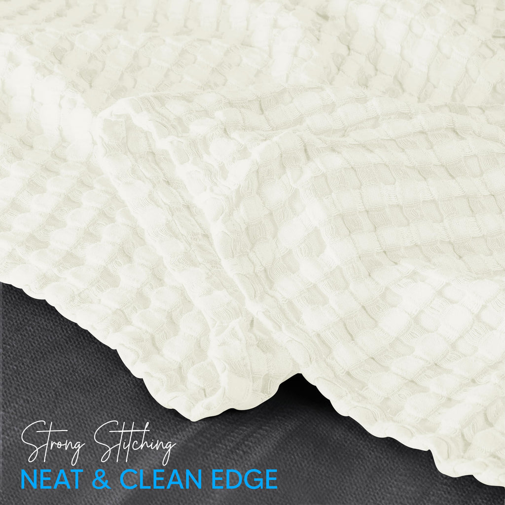 100% Cotton Waffle Blanket Ivory, 90x108 Inch
