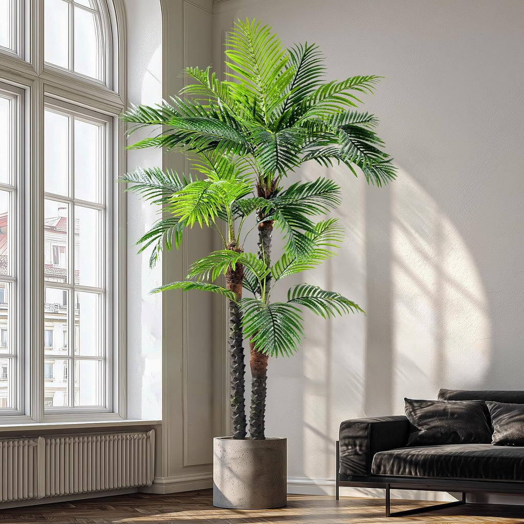 8.2FT Artificial Phoenix Palm Tree Artificial Plants Indoor Outdoor Large Faux Coconut Silk Palm Tree Tropical Fake
