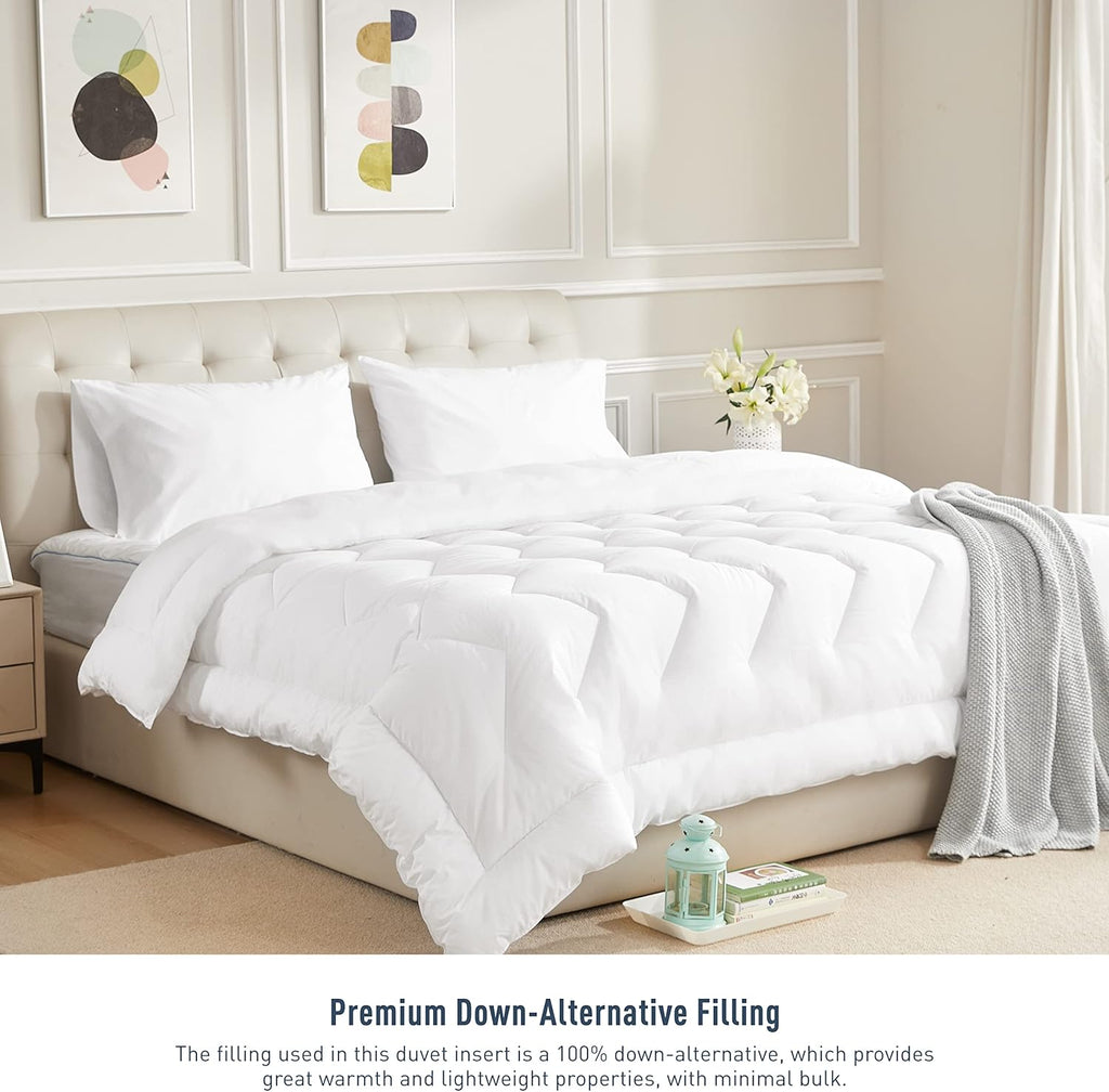 Duvet Insert Cotton Comforter King White Down Alternative Fill Duvet Insert 100% Cotton Shell Quilte