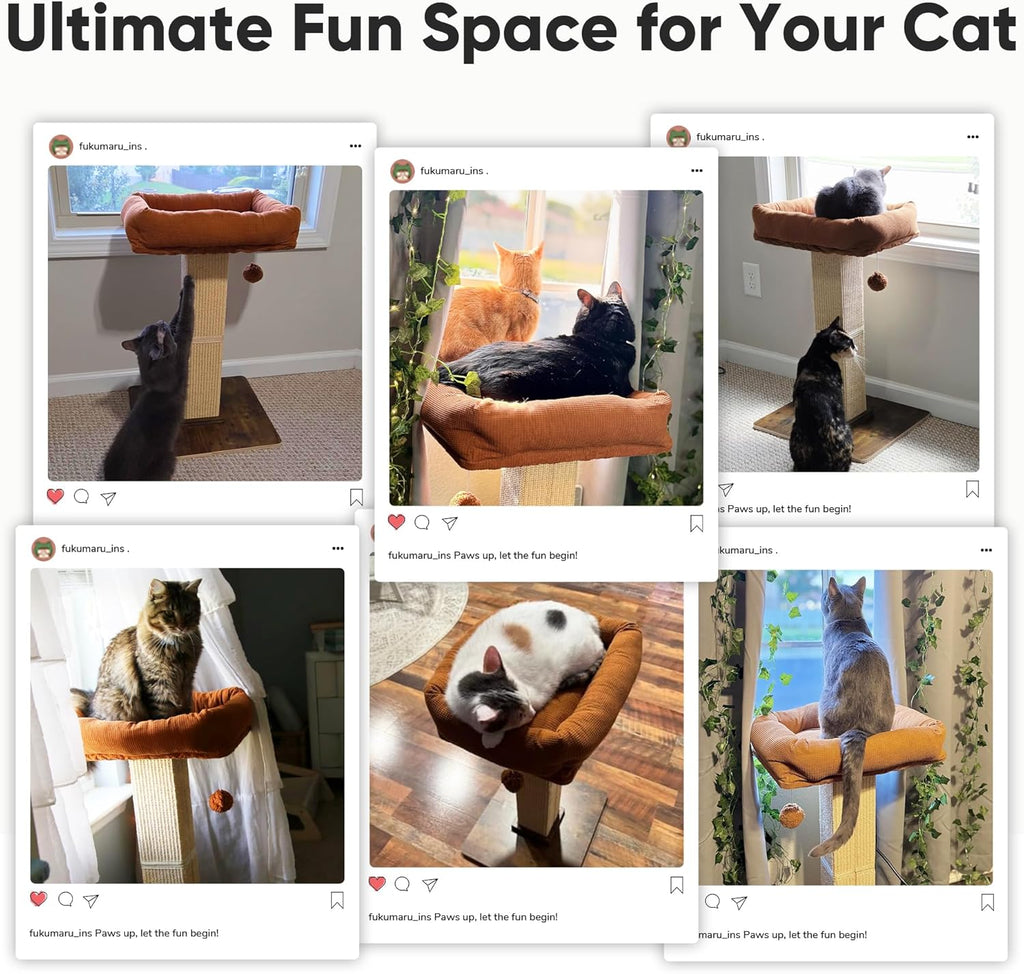 Cat Scratching Post, Retro-Style Tall Scratch Posts with Perch for Infoor Cats Adults
