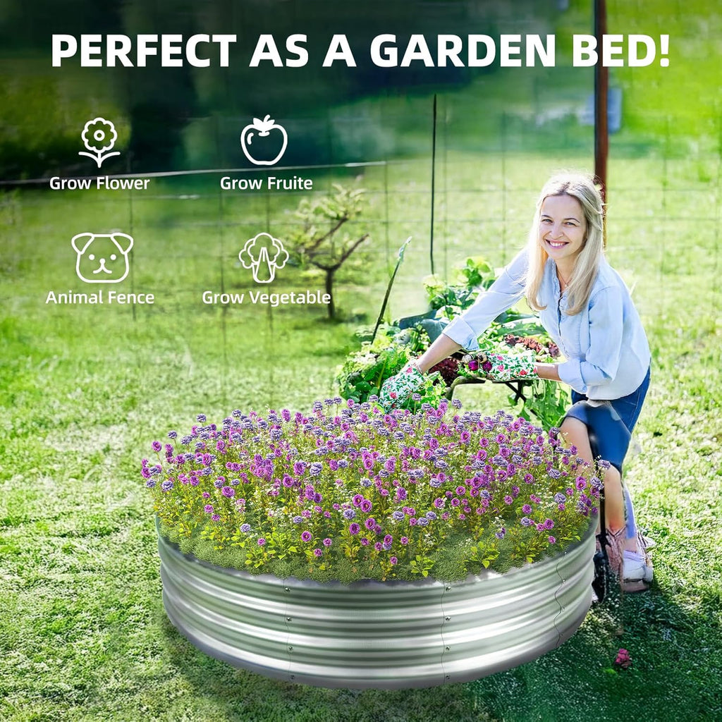 48 Inch Fire Pit Ring for Outside, 4FT Diameter Wood Burning Fire Ring, Large Round Galvanized Steel Fire Pit