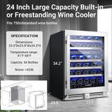 COOLER Wine Fridge & Cooler - 24 Inch 56 Bottle Wine Cooler Refrigerator, 41