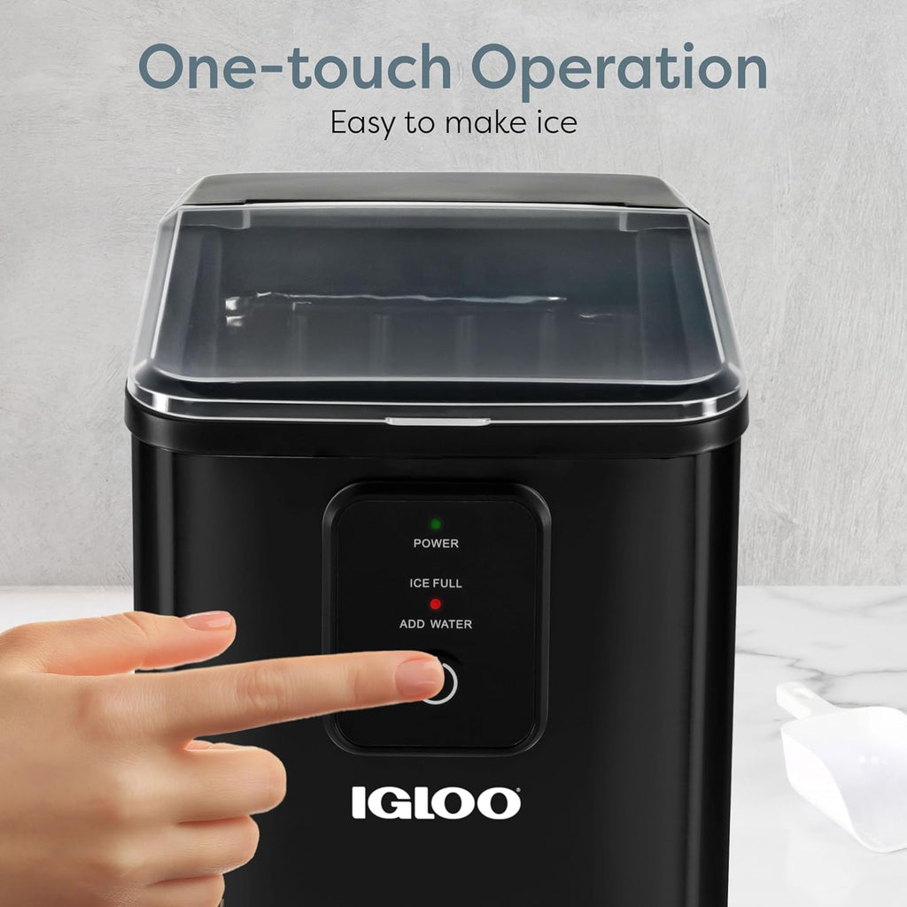 Portable Ice Maker with Scoop & Basket- Ice Maker with LED Control Panel & 1.5 Quart Water Tank-Ice Cube Maker