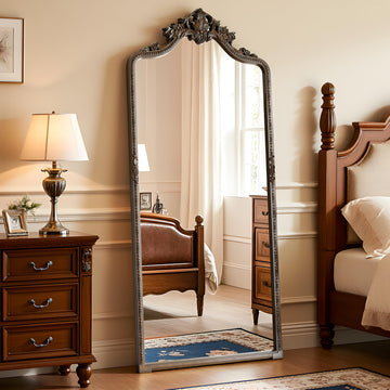 32"x71" Vintage Baroque Ornamentation Full Length Mirror Antique