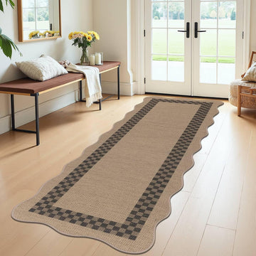 Hallway Runner Rug, Non Slip Faux Jute Runners Checked
