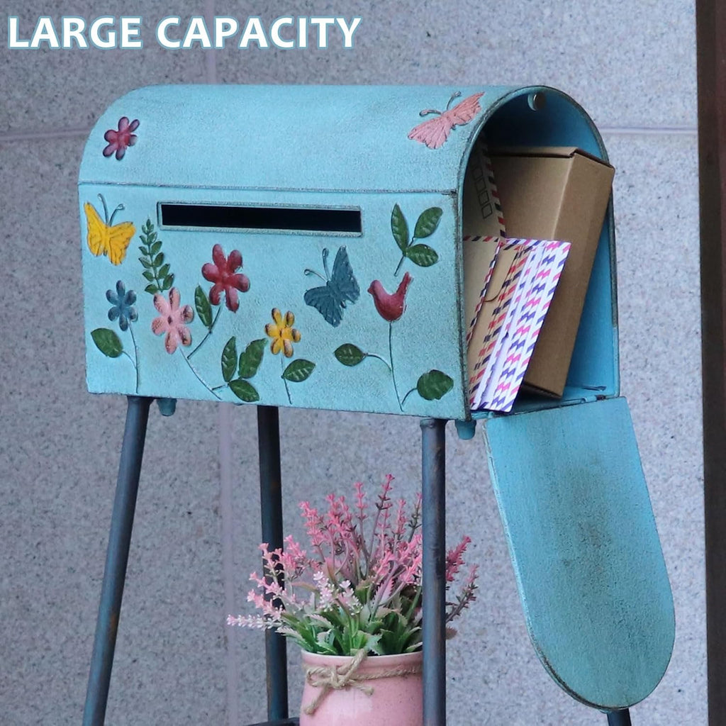 Mailboxes with Stand,Metal Mailbox and Stand Combination - Decorative Mailbox for Parcels, Envelopes & Garden Storage