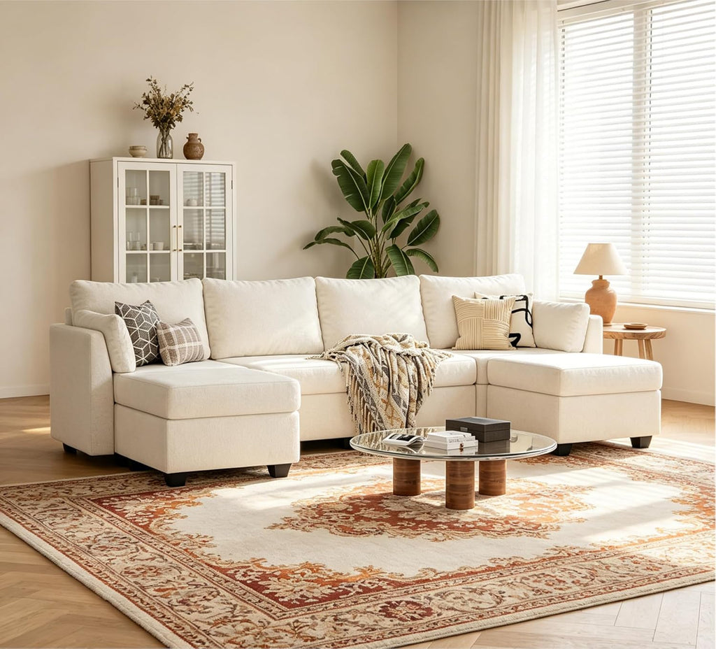 114.17" Modular Sectional Sofa, 6 Seat Modular Couch with Storage, Memory Foam, Convertible Sectional Couches , U