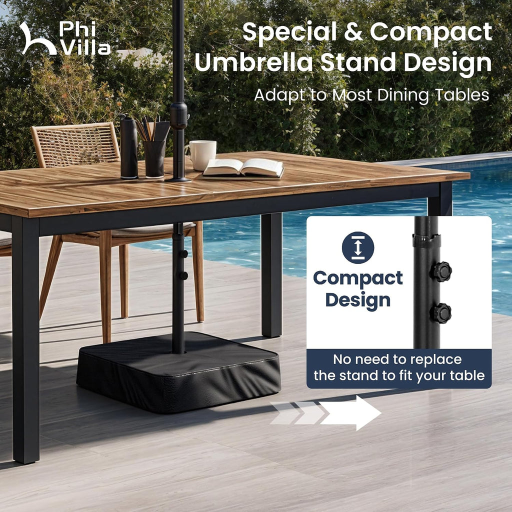 15ft Large Patio Umbrella with Base & Solar Lights,Rectangle,Navy | Outdoor Double-Sided Rectangular Umbrella with
