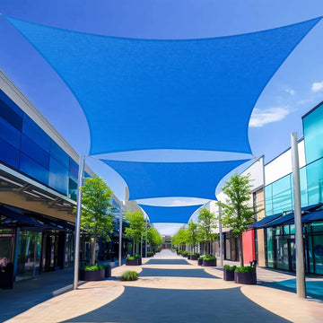 Shade Sail 14'X14' Rectangle Blue Breathable UV Block Outdoor Canopy for Backyard Patio Pergola Garden Deck(We Make