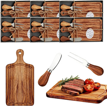 6 Set Mini Cheese Boards Bridal Shower Favors with Knife Fork,Gift Boxes & Thank You Tags, Bridal Shower Prizes
