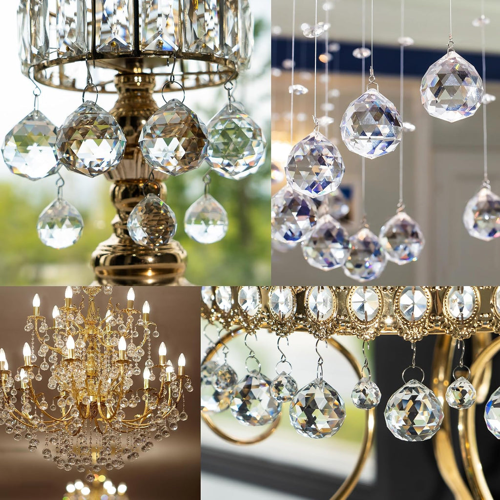 13pcs 2026 Crystal Ball Hanging Ornaments Chandelier Crystals - 20mm/30mm/40mm, Crystals for Suncatchers
