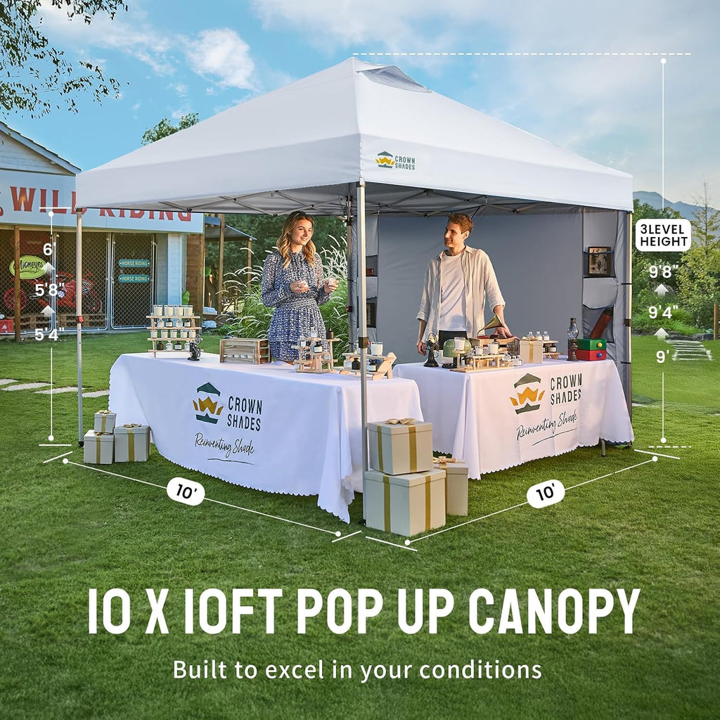 Canopy Tent 10x10 Pop Up Canopy Outdoor Shade with Pockets Sidewall