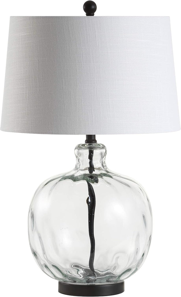 26.5" Clear Glass and Black Metal LED Table Lamp