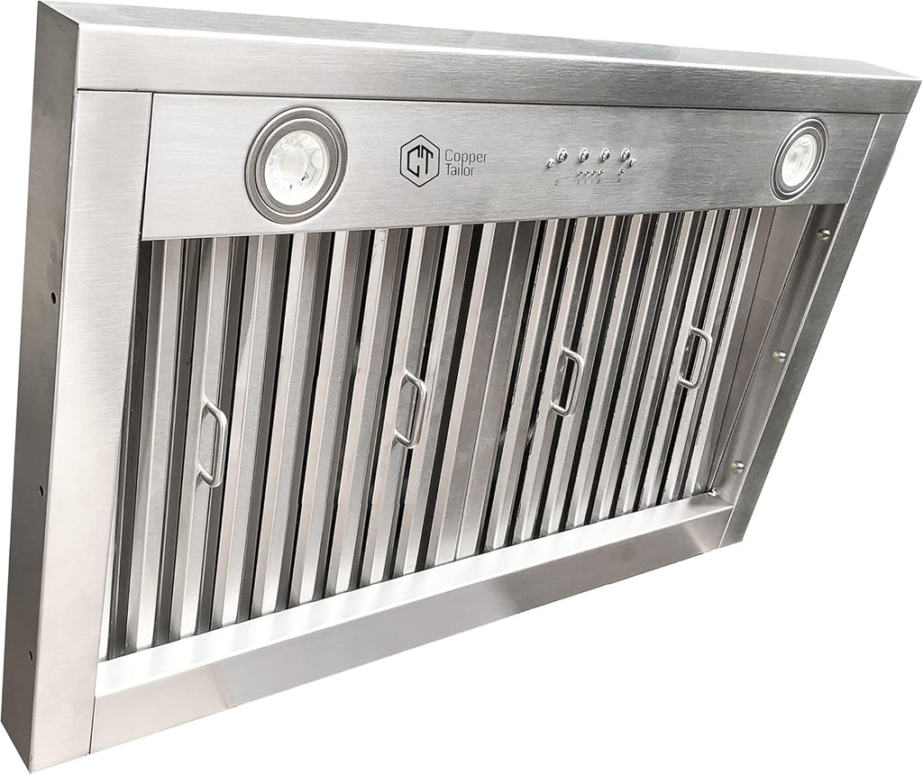 30 Inch Copper Wall Mount Range Hood 610 CFM LED Lights Dishwasher-Safe Baffle Filters