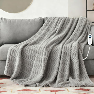 Heated Blanket Flannel Blanket Throw, 50"X 60"Electric Heating Blanket with ETL & FCC & 12 Heating Levels & Auto Shut